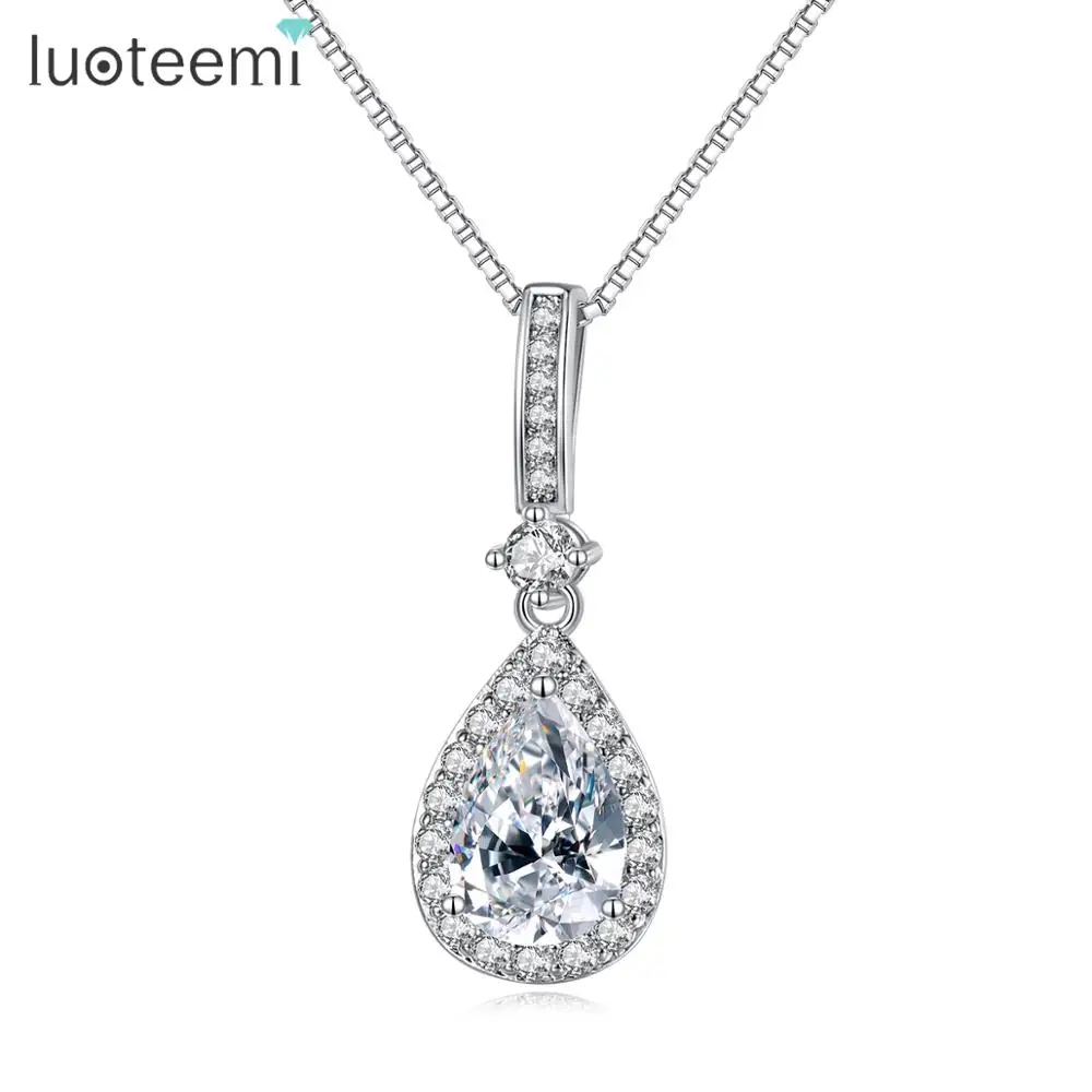 LUOTEEMI Water Drop Pendant Necklace Cubic Zircon Elegant Fashion Jewelry for Women Bride Wedding Dating Kolye Bayan Gifts
LUOTEEMI Water Drop Pendant Necklace Cubic Zircon Elegant Fashion Jewelry for Women Bride Wedding Dating Kolye Bayan Gifts