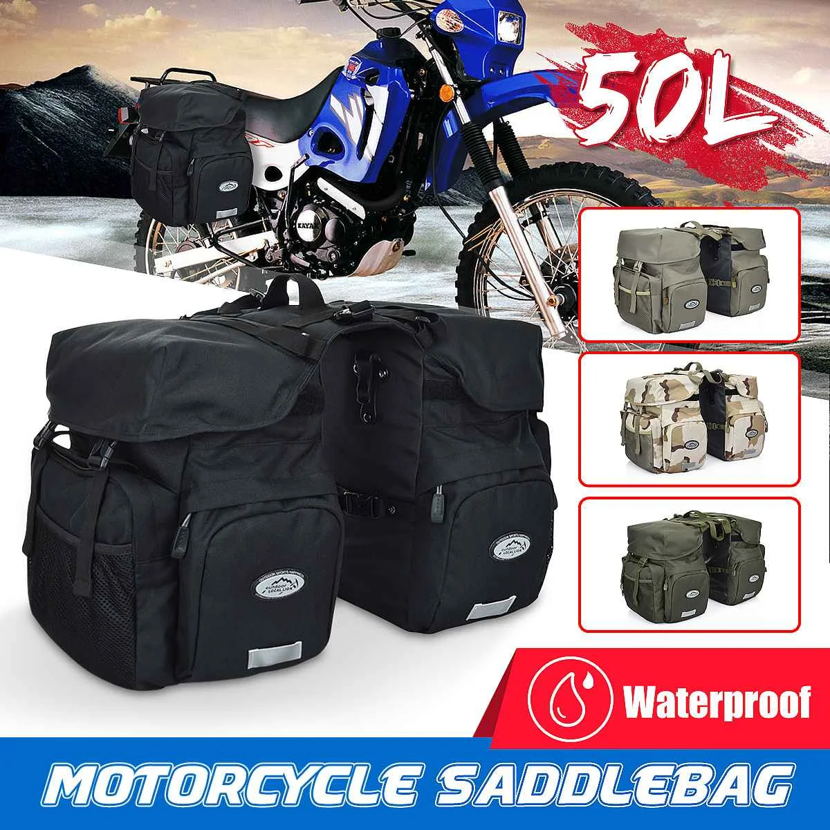 50L Motorcycle Saddlebags Canvas Large Capacity Waterproof Rear Side Seat Saddle Bag Motorbike Bicycle Back Pack Travel Carrier
50L Motorcycle Saddlebags Canvas Large Capacity Waterproof Rear Side Seat Saddle Bag Motorbike Bicycle Back Pack Travel Carrier