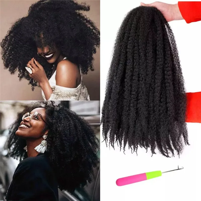 

Kong&Li Marley Braids Synthetic Afro Kinky Curl Crochet Braid Yaki Ombre Braiding Hair Extensions Bulk Black Brown Burg18inch