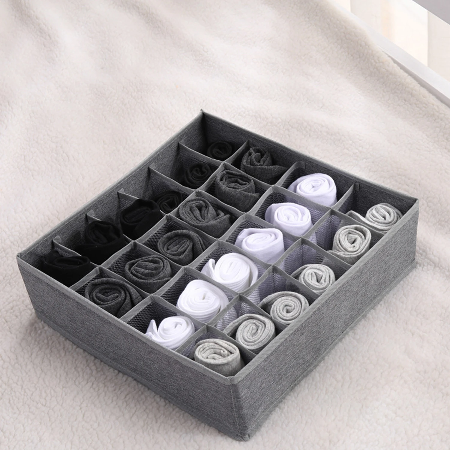 Socks Underwear Drawer Organizer Divider, 2 Packs 24 Cell Collapsible Cabinet Organizer Closet Organizer Storage Boxes
Socks Underwear Drawer Organizer Divider, 2 Packs 24 Cell Collapsible Cabinet Organizer Closet Organizer Storage Boxes