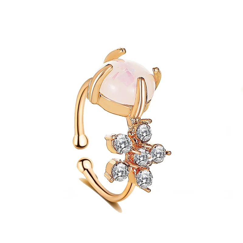 Korean version of the new pierced zircon flower earrings Sweet and versatile pink glass bead ear clips Women's ear bone clips
Korean version of the new pierced zircon flower earrings Sweet and versatile pink glass bead ear clips Women's ear bone clips