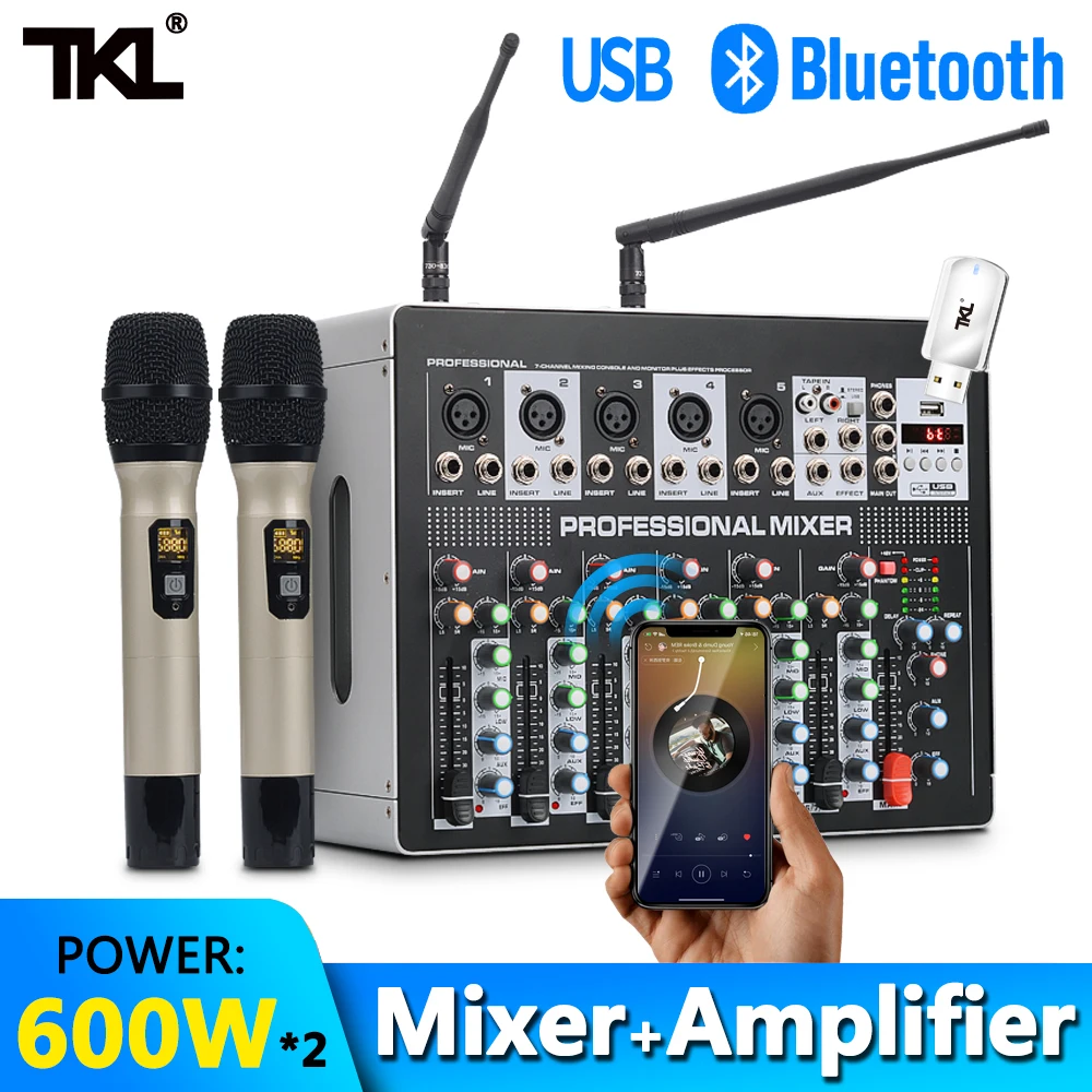 TKL DSP8 7 канальный микшерный усилитель с микрофоном DJ звуковая микшерная консоль USB