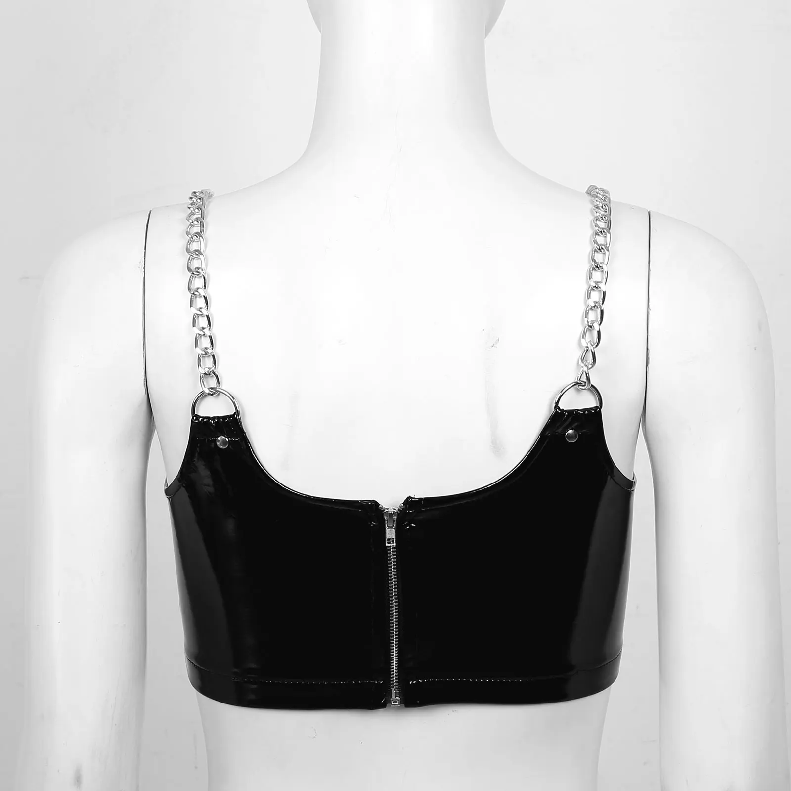 Womens Lingerie Sexy Patent Leather Camisole Vest Tops Metal Chain Shoulder Strap Crop Top Female Party Night Clubwear Vest Top
Womens Lingerie Sexy Patent Leather Camisole Vest Tops Metal Chain Shoulder Strap Crop Top Female Party Night Clubwear Vest Top