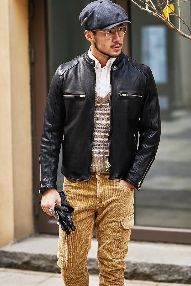 2021 Vintage leather men Stand collar slim fit motorcycle yellow brown sheepskin lether coat italy biker jacket
2021 Vintage leather men Stand collar slim fit motorcycle yellow brown sheepskin lether coat italy biker jacket