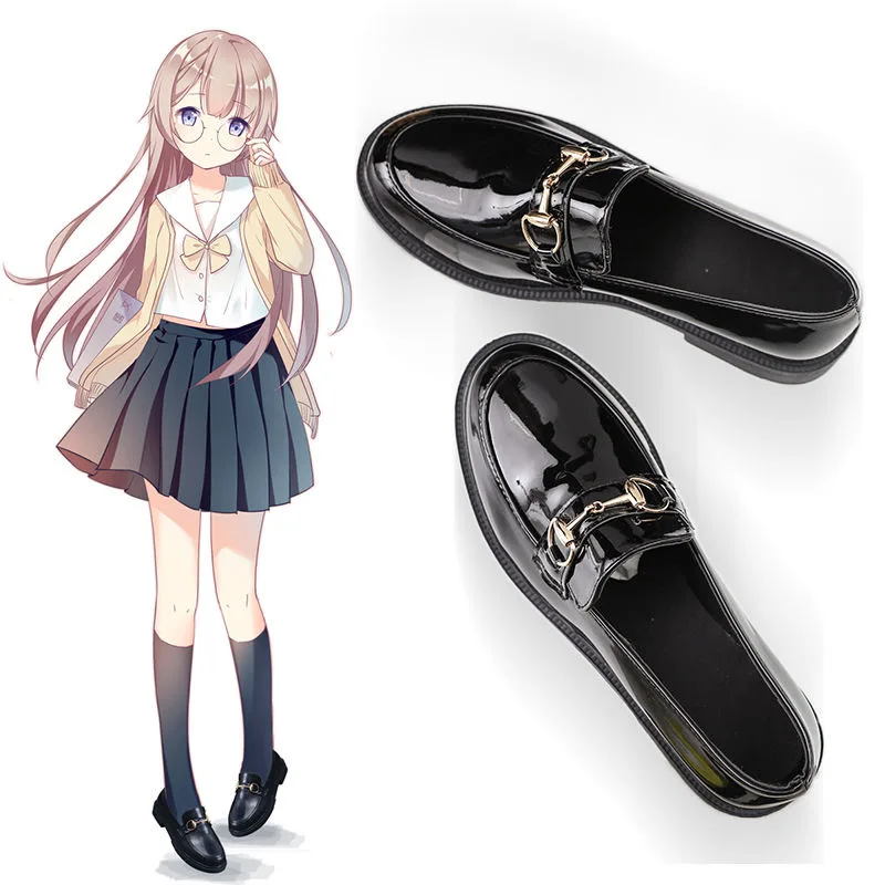 

Обувь в стиле японской Лолиты, женская обувь для косплея аниме, униформа JK для девочек, кавайная черная кожаная водонепроницаемая обувь в ст...