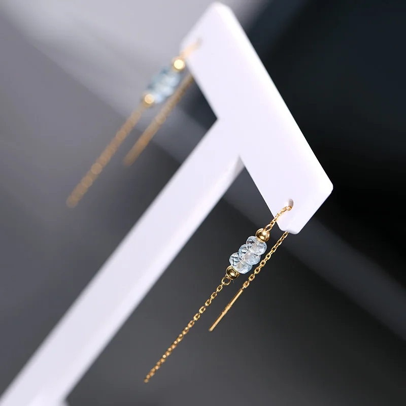 DAIMI Aquamarine earrings female genuine Gemstones yellow 18K gold long earrings Tanabata gift for girlfriend
DAIMI Aquamarine earrings female genuine Gemstones yellow 18K gold long earrings Tanabata gift for girlfriend