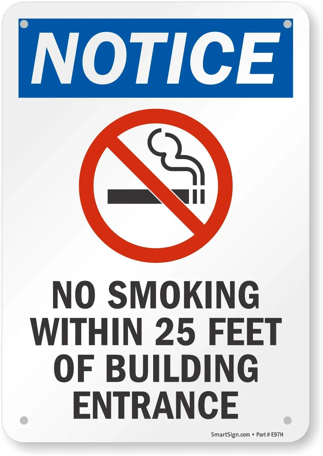 Notice No Smoking Within 25 Feet Of Building Entrance Sign By SmartSign | 7" x8" Aluminum
Notice No Smoking Within 25 Feet Of Building Entrance Sign By SmartSign | 7" x8" Aluminum