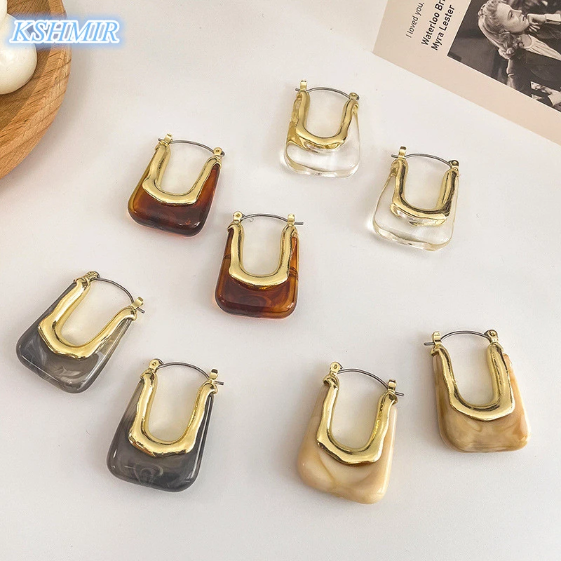 kshmir 2021 Transparent Acrylic Colorful Resin Geometric U-Shaped Hoop Earrings Gold Metal for Woman Girls Travel Jewelry
kshmir 2021 Transparent Acrylic Colorful Resin Geometric U-Shaped Hoop Earrings Gold Metal for Woman Girls Travel Jewelry