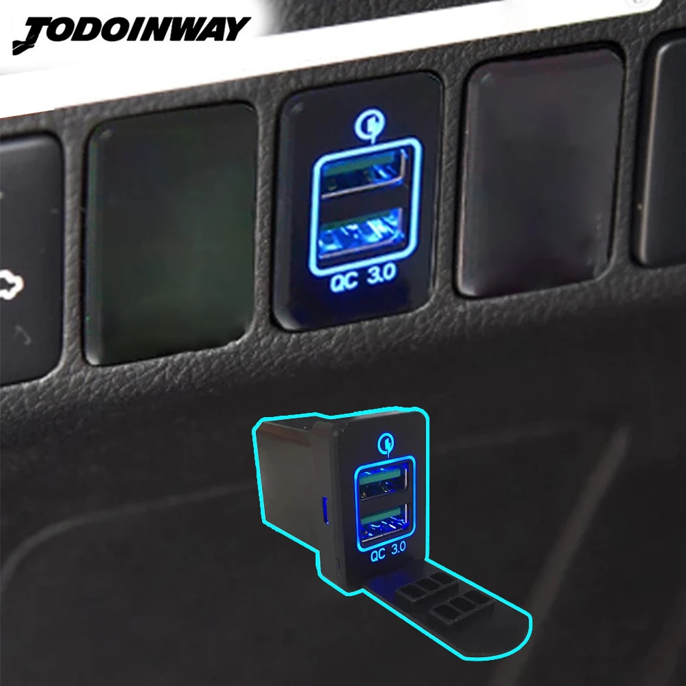 For Toyota Corolla Camry Highlander Blue Led Colour Dual USB Port Adapter QC 3.0 Charger Socket Mobile Phone Quick Charging
For Toyota Corolla Camry Highlander Blue Led Colour Dual USB Port Adapter QC 3.0 Charger Socket Mobile Phone Quick Charging