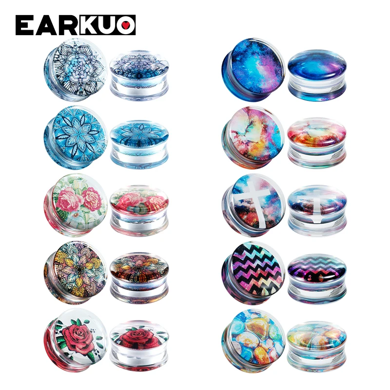 EARKUO Fashion Body Jewelry Flower Transparent Ear Tunnels Sky Cross Multicolour Stone Wave Earring Expanders Stretchers 2PCS
EARKUO Fashion Body Jewelry Flower Transparent Ear Tunnels Sky Cross Multicolour Stone Wave Earring Expanders Stretchers 2PCS