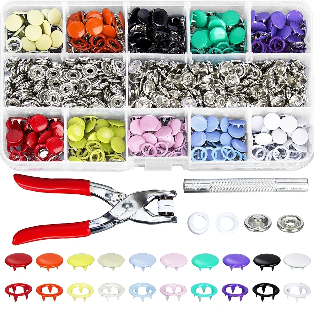 100/200 Sets Snap Fasteners Kit Tool Metal Snap Buttons Rings with Fastener Pliers Press Tool Kit for Clothing Sewing 10 Colors
100/200 Sets Snap Fasteners Kit Tool Metal Snap Buttons Rings with Fastener Pliers Press Tool Kit for Clothing Sewing 10 Colors