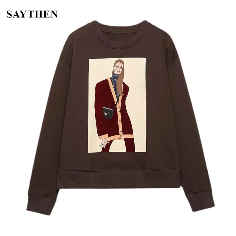 SAYTHEN, Осень-зима, новинка, модный универсальный свободный свитер с круглым вырезом и длинными рукавами для девушек, Женская толстовка dieys2112173
SAYTHEN, Осень-зима, новинка, модный универсальный свободный свитер с круглым вырезом и длинными рукавами для девушек, Женская толстовка dieys2112173
