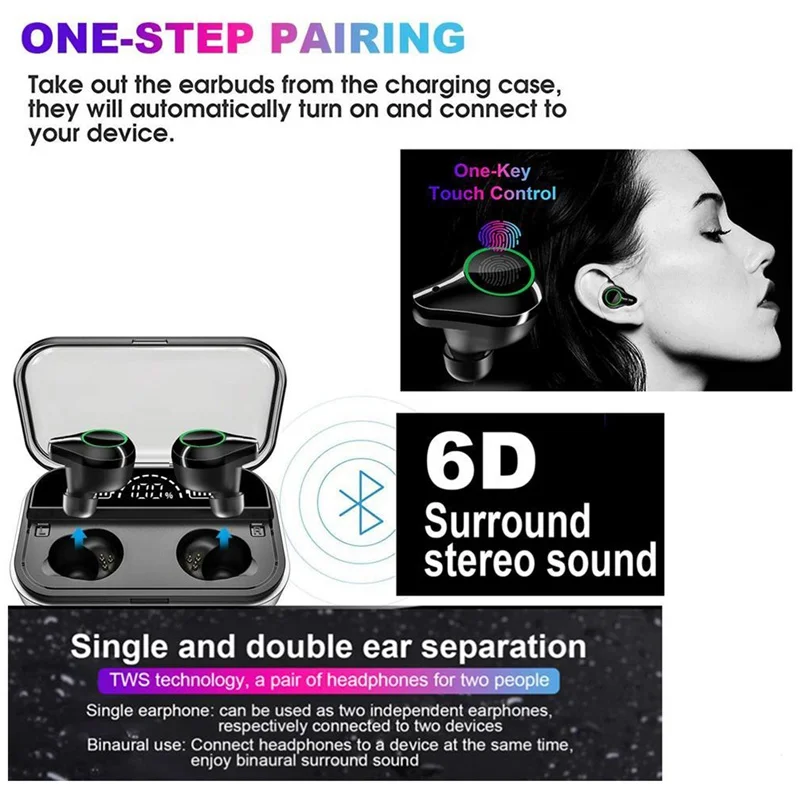 New T10 Bluetooth 5.0 Earphones TWS Stereo Wireless Earbuds Waterproof LED Display 4000mah Charging Case
New T10 Bluetooth 5.0 Earphones TWS Stereo Wireless Earbuds Waterproof LED Display 4000mah Charging Case