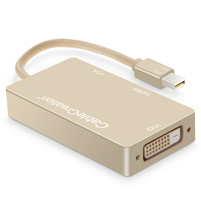 Mini DP к HDMI VGA DVI 3 в 1 позолоченный адаптер DisplayPort (Thunderbolt) совместимый с MacBook iMac Mac Book Air