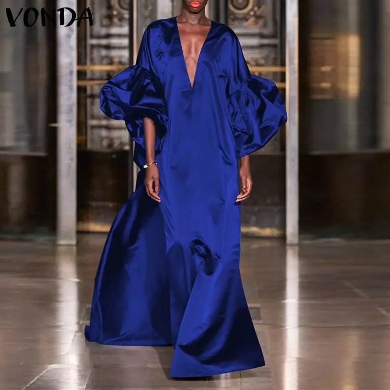 Oversized Dress VONDA Women Elegant Lantern Sleeve Satin Maxi Long Vestidos Loose Solid Sexy V Neck Party Sundress Robe Femme
Oversized Dress VONDA Women Elegant Lantern Sleeve Satin Maxi Long Vestidos Loose Solid Sexy V Neck Party Sundress Robe Femme