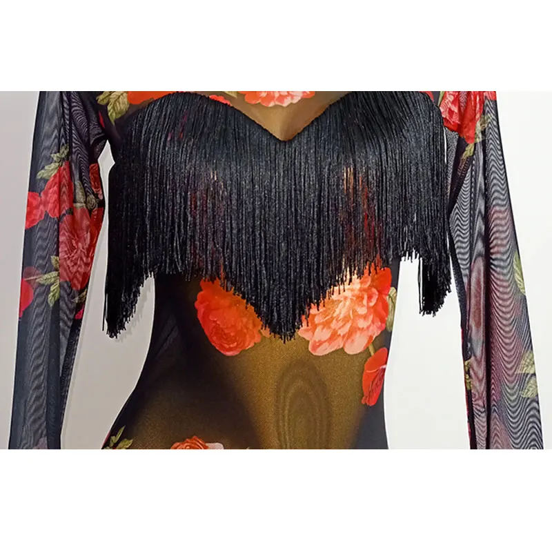 see through mesh rose Print Latin Dance Tops Adult Female long Sleeved Practice Clothes Ballroom Dance Stage Performance Costume
see through mesh rose Print Latin Dance Tops Adult Female long Sleeved Practice Clothes Ballroom Dance Stage Performance Costume