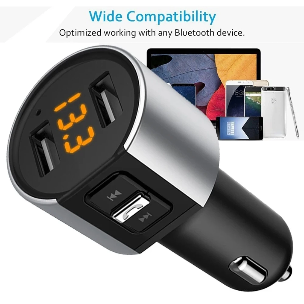 

3.4A Dual USB Car Charger For Phone Tablets Bluetooth-Compatible 4.2 FM Transmitter Radio Adapter Hands Free Car Kit MP3 Player