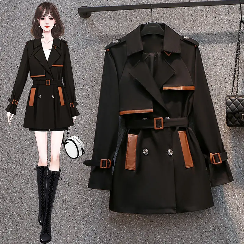 Spring Fall Women Trench Coat Korean Windbreaker Cool Office Lady Fashion Short Trench Coat with Belt
Spring Fall Women Trench Coat Korean Windbreaker Cool Office Lady Fashion Short Trench Coat with Belt