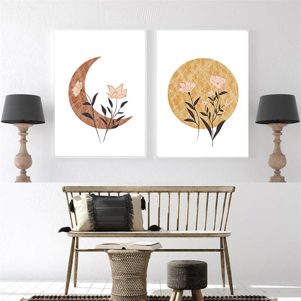 Abstract Sun Moon Wall Art Poster Leaf Flower Plant Art Print Nordic Canvas Painting Modern Wall Pictures Living Room Home Decor 
Abstract Sun Moon Wall Art Poster Leaf Flower Plant Art Print Nordic Canvas Painting Modern Wall Pictures Living Room Home Decor