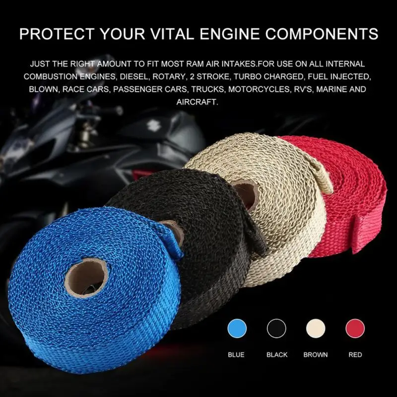 Tape Thermal Protection With Stainless Ties Roll Fiberglass Heat Shield Motorcycle Exhaust Thermal Tape Header Pipe Heat 
Tape Thermal Protection With Stainless Ties Roll Fiberglass Heat Shield Motorcycle Exhaust Thermal Tape Header Pipe Heat