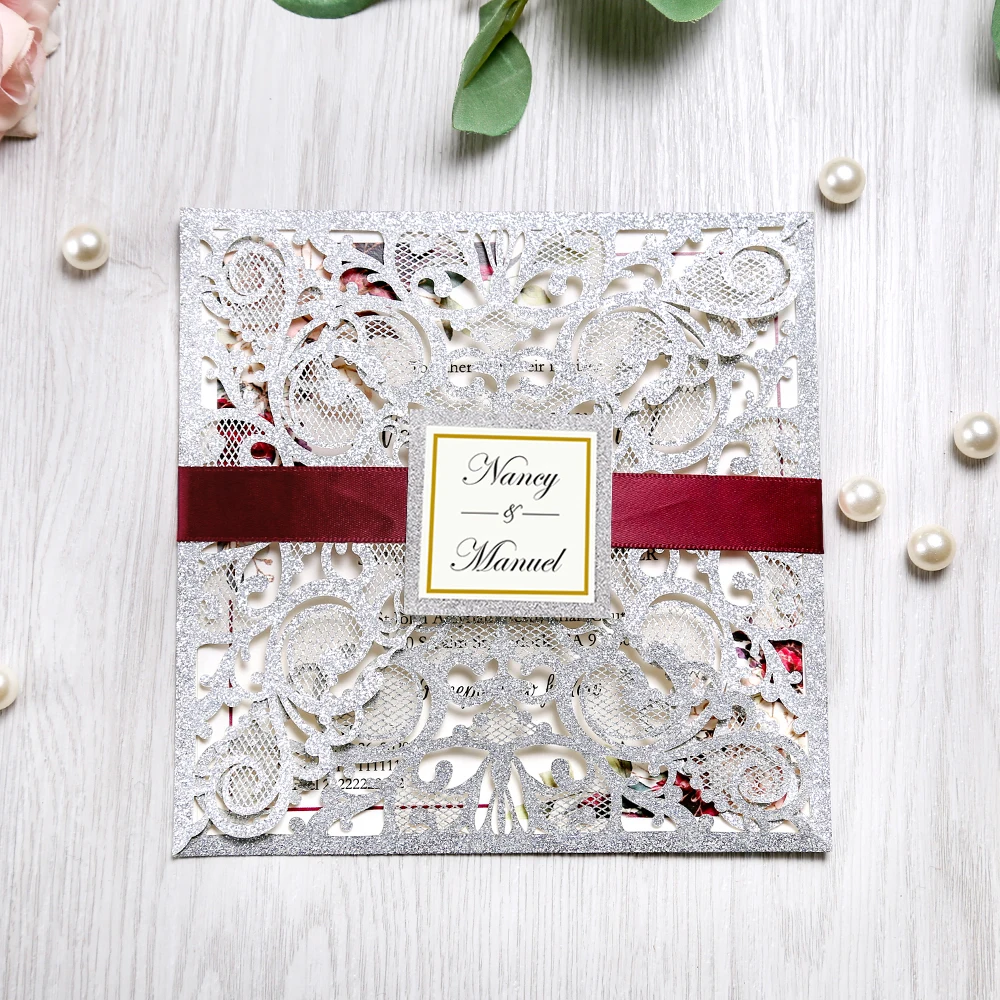 100 шт квадратные Серебристые лазерные свадебные приглашения с конвертом для свадьбы, свадебный душ, вечерние, оптовая продажа 
100 шт квадратные Серебристые лазерные свадебные приглашения с конвертом для свадьбы, свадебный душ, вечерние, оптовая продажа