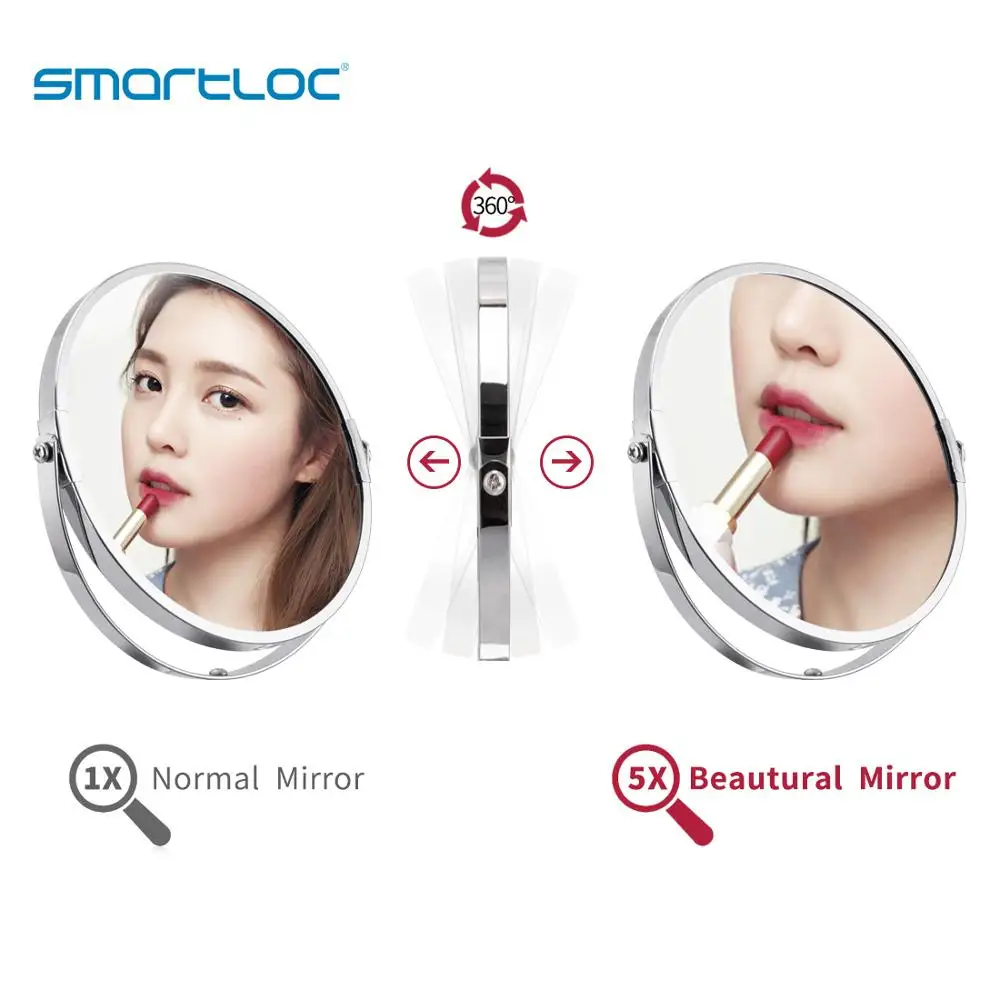 Smartloc 17 см 1X/5X Увеличительное Зеркало для ванной настенный макияж зеркало Двойной