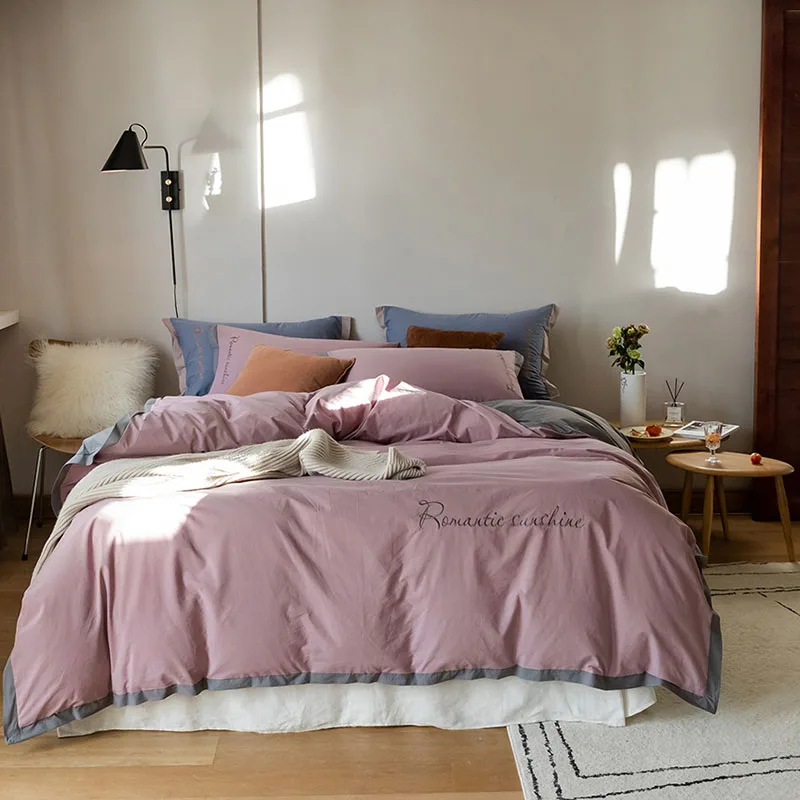 OXYGEN Solid 4pcs Bedding set 100% cotton bed sheet set High Quality embroidered Queen King size duvet cover set pillowcase
OXYGEN Solid 4pcs Bedding set 100% cotton bed sheet set High Quality embroidered Queen King size duvet cover set pillowcase