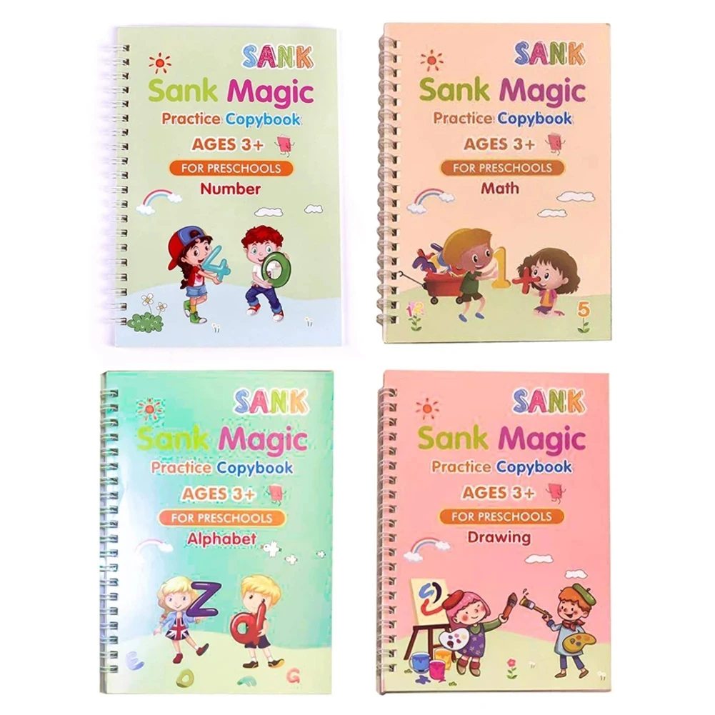 4 Books/Sets of Children's Magic Books, Reusable 3D Calligraphy Copybooks, English Number Lettering Magic Practice Copybooks
4 Books/Sets of Children's Magic Books, Reusable 3D Calligraphy Copybooks, English Number Lettering Magic Practice Copybooks