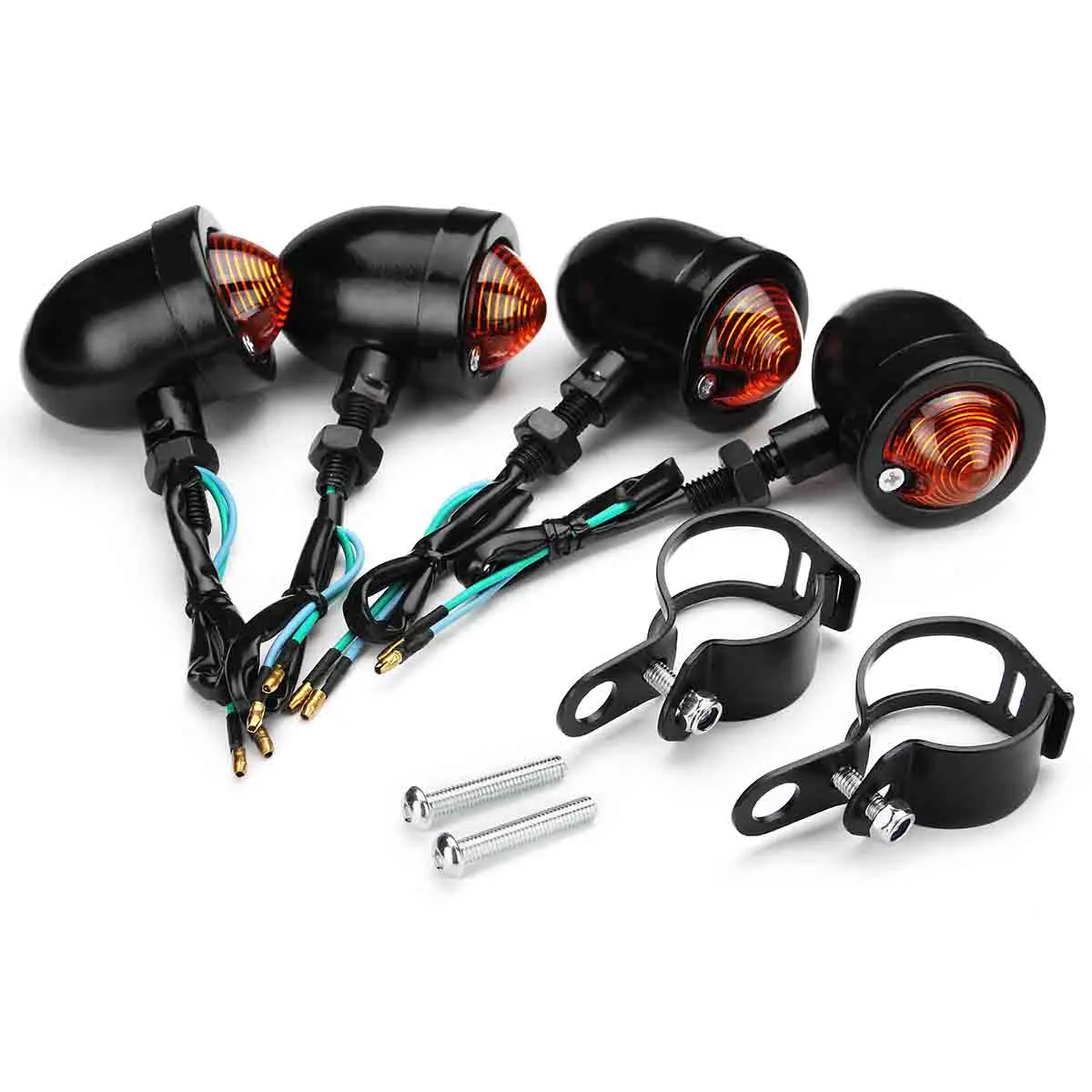 4pcs Motorcycle Turn Signal Indicator Lamps Black/Silver Amber Light w/Brackets Universal For Honda/Suzuki/Yamaha
4pcs Motorcycle Turn Signal Indicator Lamps Black/Silver Amber Light w/Brackets Universal For Honda/Suzuki/Yamaha