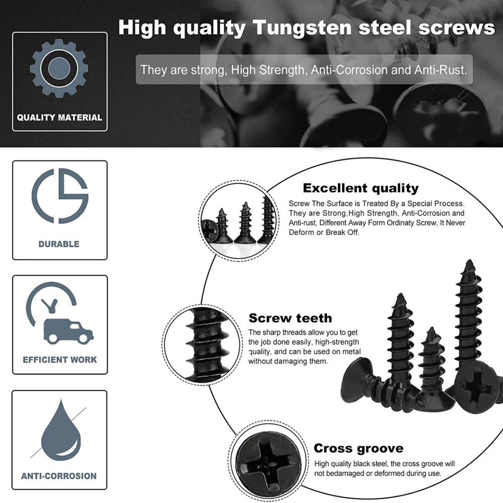 220pcs Self Drilling Drywall Screw Phillips Drive Coarse Thread Screws
220pcs Self Drilling Drywall Screw Phillips Drive Coarse Thread Screws