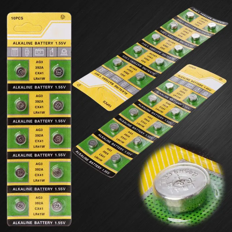 

10PCS Cell Coin Alkaline Battery AG3 1.55V Button Batteries SR41 192 L736 384 SR41SW CX41 LR41 392 Lamp Chain Finger Light