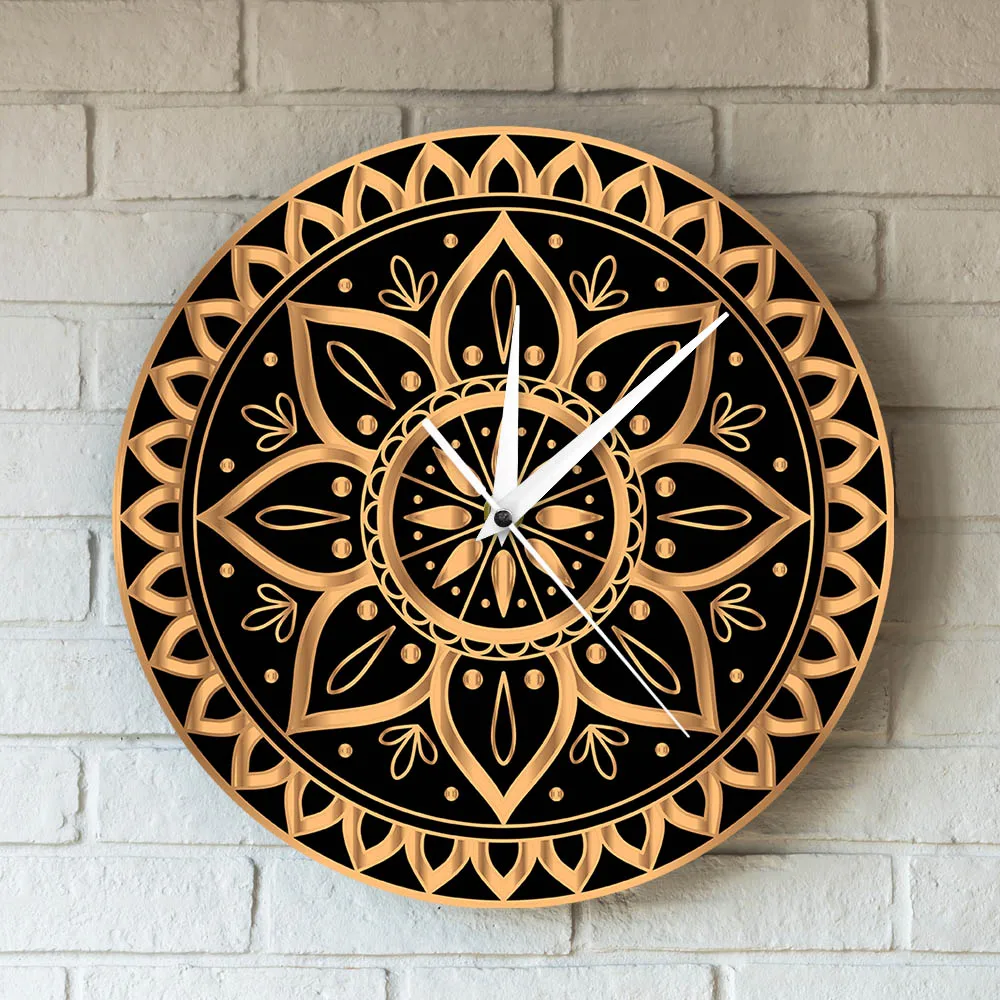 Vintage Luxury Gold Black Clock Wall Watch Mandala Ethnic Royal Pattern Indian Sun Design Yoga Studio Mute Non Ticking Horologe
Vintage Luxury Gold Black Clock Wall Watch Mandala Ethnic Royal Pattern Indian Sun Design Yoga Studio Mute Non Ticking Horologe