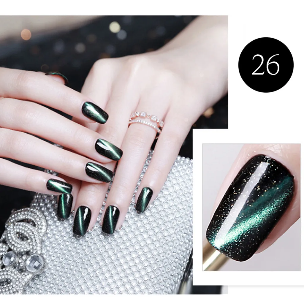 fashion Cat Eye Gel Nail Polish+Black Polish UV LED nail art decorations glitter Semi Permanent Set Shiny professional | Красота и