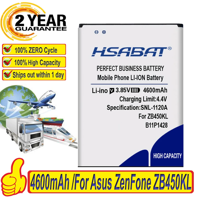 Оригинальный аккумулятор HSABAT B11P1428 высокой емкости с нулевым циклом для Asus ZenFone
