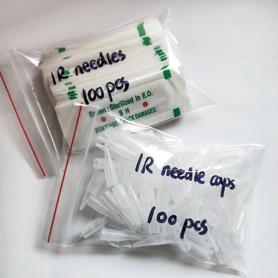 100Pcs 1R needles and 100pcs 1R needles caps For Permanent Makeup Eyebrow Eyeliner Lips Tattoo Machine
100Pcs 1R needles and 100pcs 1R needles caps For Permanent Makeup Eyebrow Eyeliner Lips Tattoo Machine