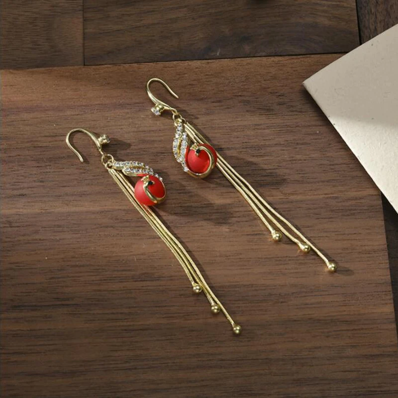 Trendy Temperament Earrings Retro Peacock Pearl Tassel Earrings Fashion Jewelry Long Phoenix Earrings Birthday Gift Wholesale
Trendy Temperament Earrings Retro Peacock Pearl Tassel Earrings Fashion Jewelry Long Phoenix Earrings Birthday Gift Wholesale