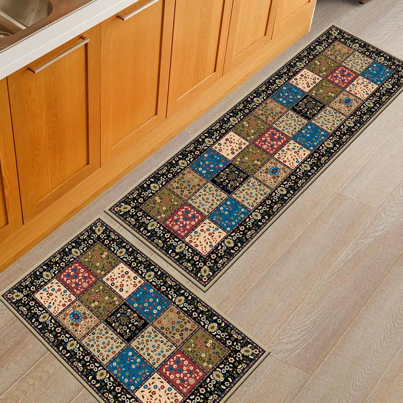 

Kitchen Printed Non-Slip Carpet Kitchen Rug Soft Absorbent Kitchen Mat Doormat Carpet 16"x24" 16"x47" F2