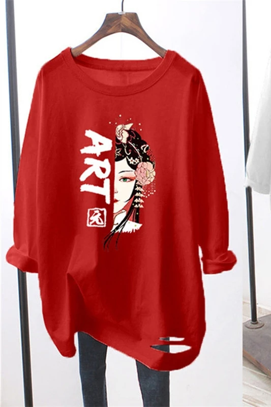 2021 New Spring Summer Women Pullovers T-shirts O Neck Irregular Loose Holes Lazy Wind Medium-long Long-sleeved T-shirts Female
2021 New Spring Summer Women Pullovers T-shirts O Neck Irregular Loose Holes Lazy Wind Medium-long Long-sleeved T-shirts Female