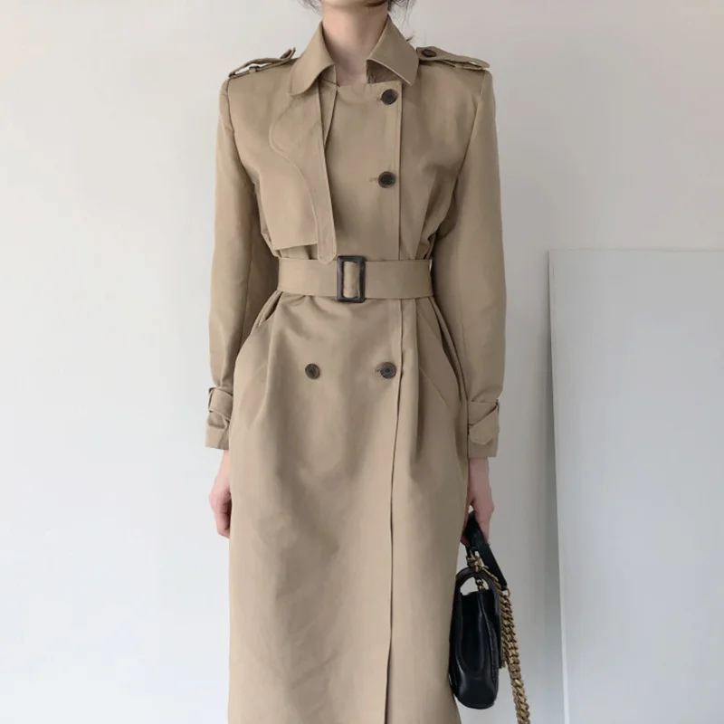 Women Casual Solid Color Double Breasted Outwear Sashes Office Long Trend Coat Epaulet Design Vintage Long Sleeve Windbreaker
Women Casual Solid Color Double Breasted Outwear Sashes Office Long Trend Coat Epaulet Design Vintage Long Sleeve Windbreaker