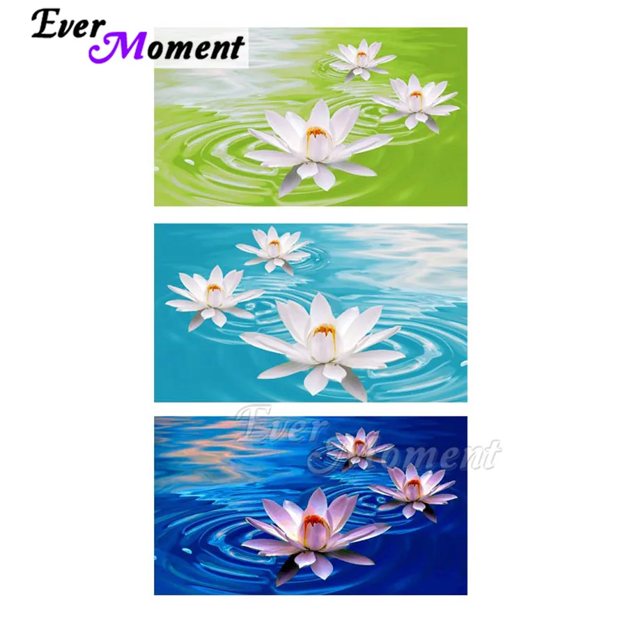 

Ever Moment Diamond Painting Lotus Square Round Stones Picture Of Rhinestone Decoration For Home Diamond Embroidery ASF1788