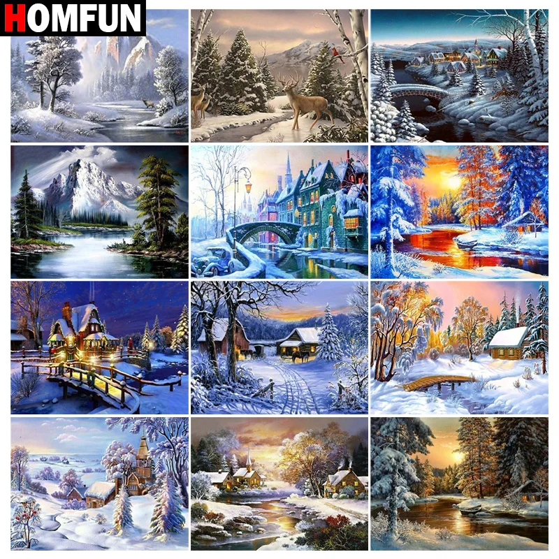 HOMFUN Full Square/Round Drill 5D DIY Diamond Painting "Snow house landscape" 3D Embroidery Cross Stitch 5D Home Decor Gift 
HOMFUN Full Square/Round Drill 5D DIY Diamond Painting "Snow house landscape" 3D Embroidery Cross Stitch 5D Home Decor Gift