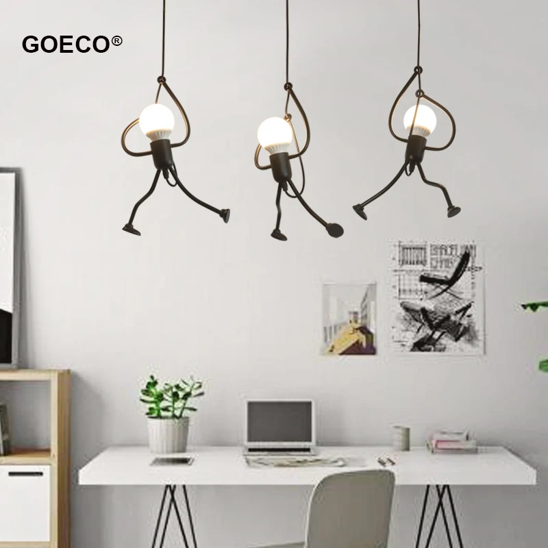 Creative Iron Little Man Pendant Light Retro Hanging Lamp For Kids Living Room Bedroom Children's Room Modern Art Home Decor E27
Creative Iron Little Man Pendant Light Retro Hanging Lamp For Kids Living Room Bedroom Children's Room Modern Art Home Decor E27