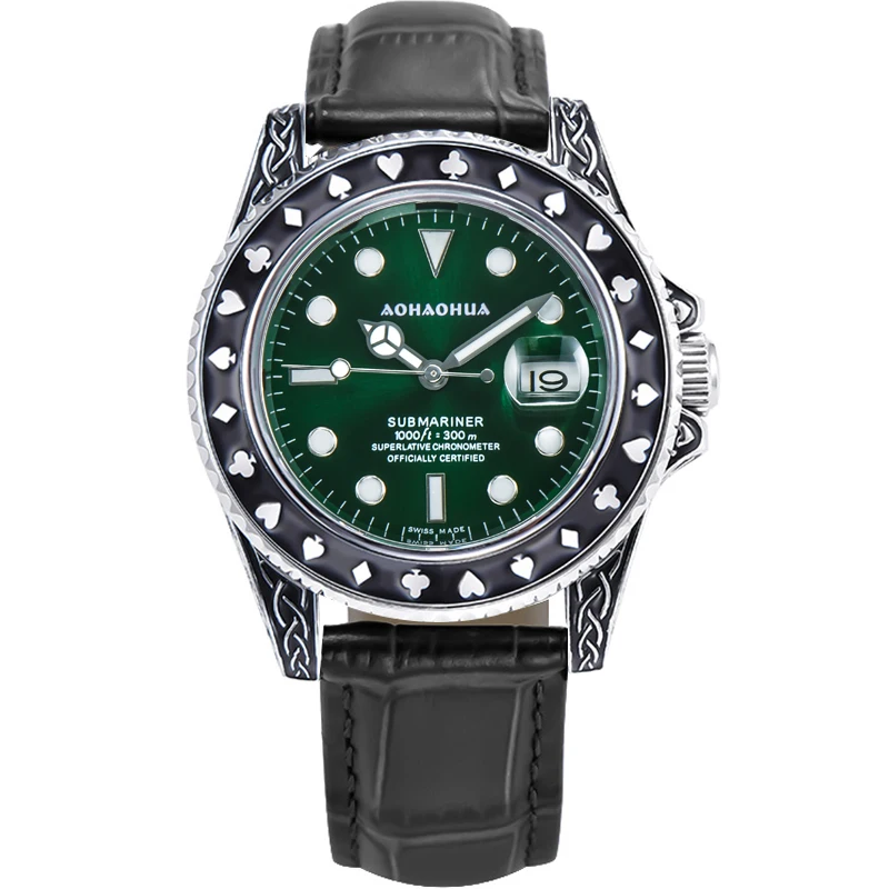 Luxury Water Ghost Diving Automatic Mechanical Men's Watch Luminous Calendar Sapphire Men Watches Poker Embossed Business Clock
Luxury Water Ghost Diving Automatic Mechanical Men's Watch Luminous Calendar Sapphire Men Watches Poker Embossed Business Clock