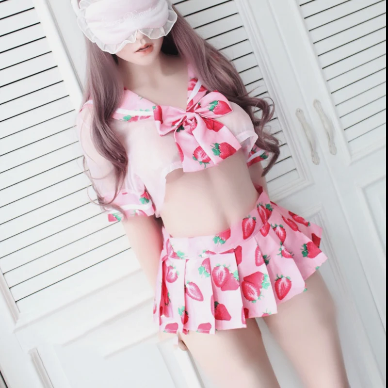 Cute Sailor Dress Anime Lolita Strawberry Printed Cosplay Costume School Girl Uniform Sexy Kawaii Lingerie Set Exotic Apparel
Cute Sailor Dress Anime Lolita Strawberry Printed Cosplay Costume School Girl Uniform Sexy Kawaii Lingerie Set Exotic Apparel