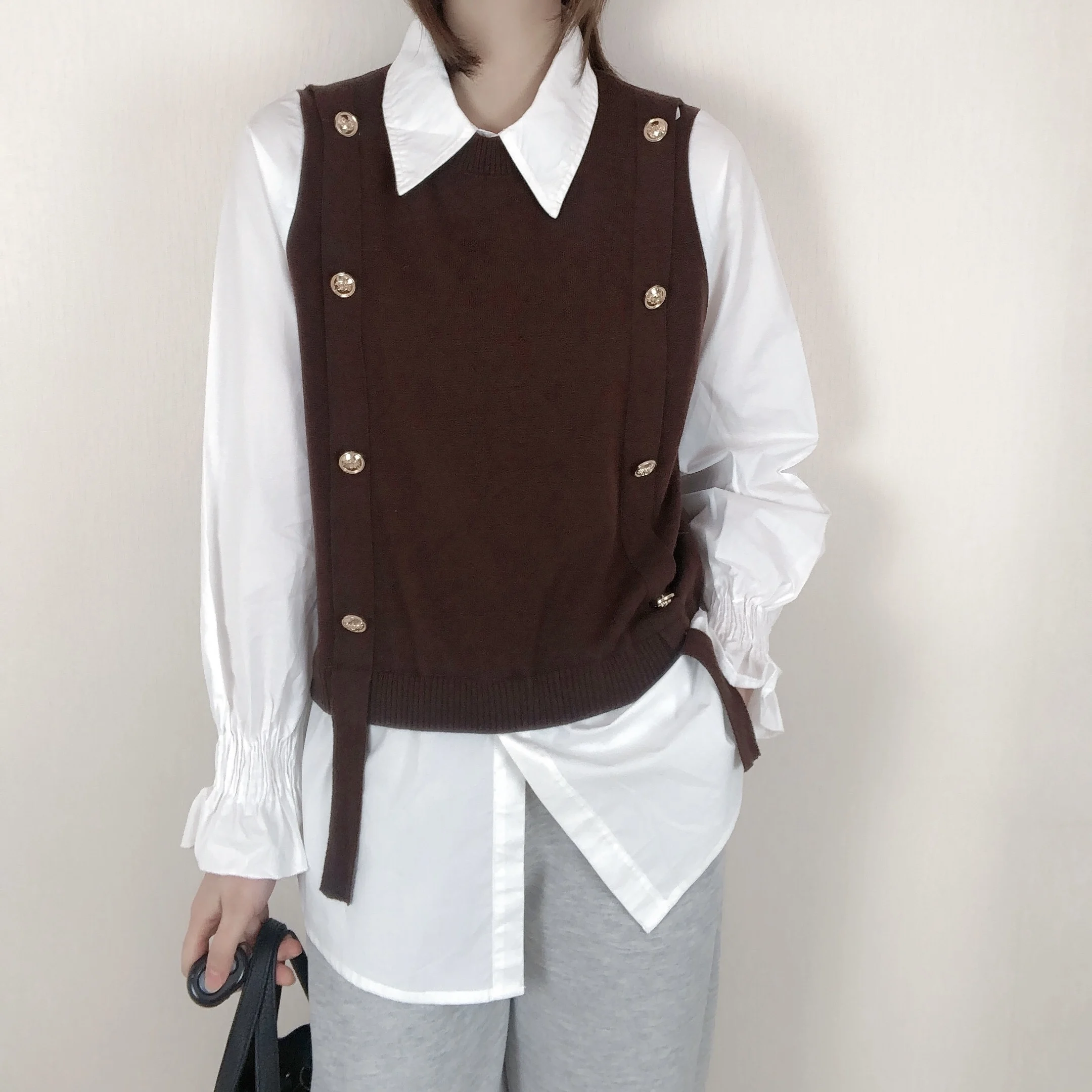 YIZZHOY Autumn sweater 2-piece Set Loose Thermal Sleeveless Sweater Solid Color Shirt Women Warm Sets+Casual White Polo Shirt
YIZZHOY Autumn sweater 2-piece Set Loose Thermal Sleeveless Sweater Solid Color Shirt Women Warm Sets+Casual White Polo Shirt