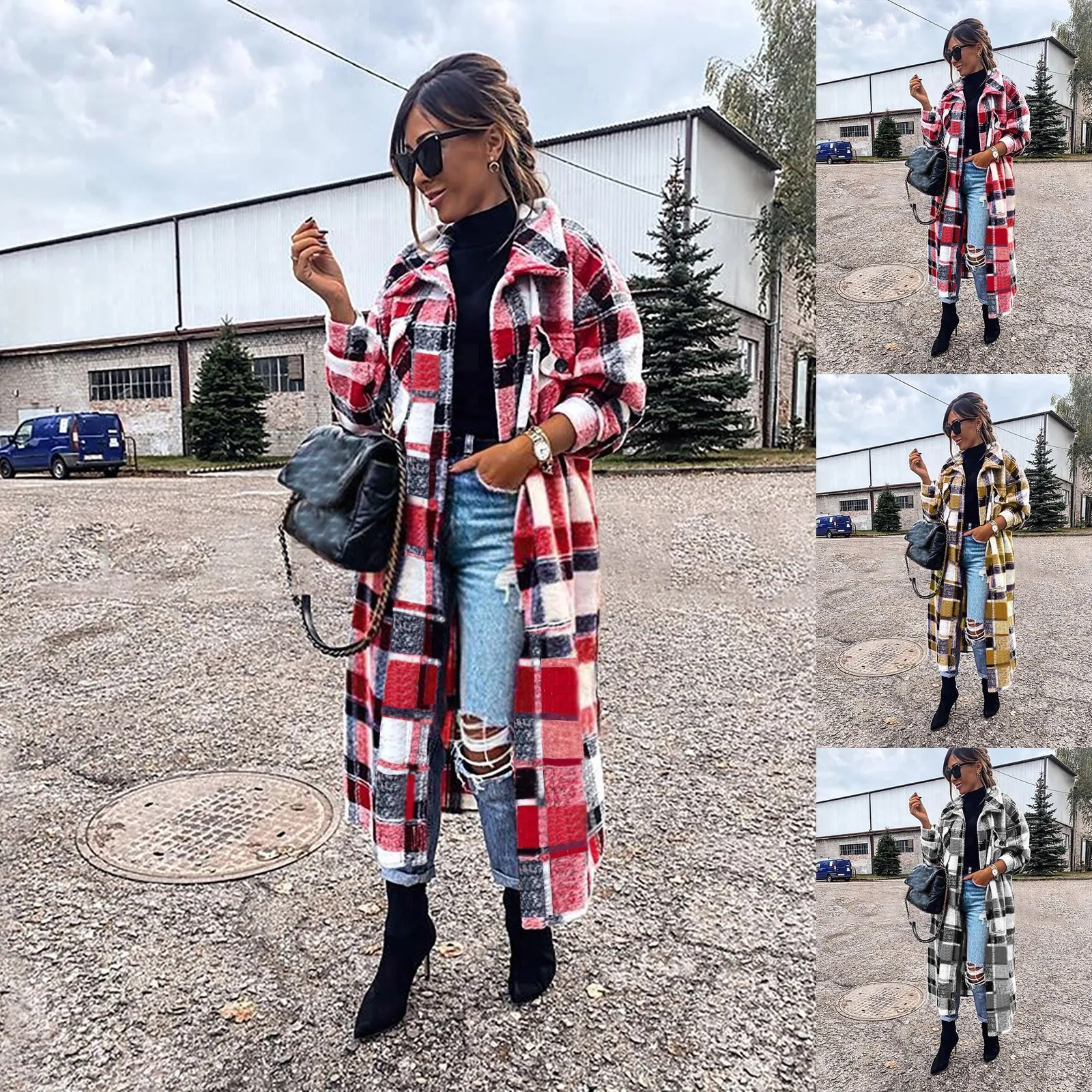 Women Plaid Long Coats Winter Female Lapel Single Breasted Slim Cardigan Jacket Turndown Collar Ladies Windproof Outwear Warmer
Women Plaid Long Coats Winter Female Lapel Single Breasted Slim Cardigan Jacket Turndown Collar Ladies Windproof Outwear Warmer