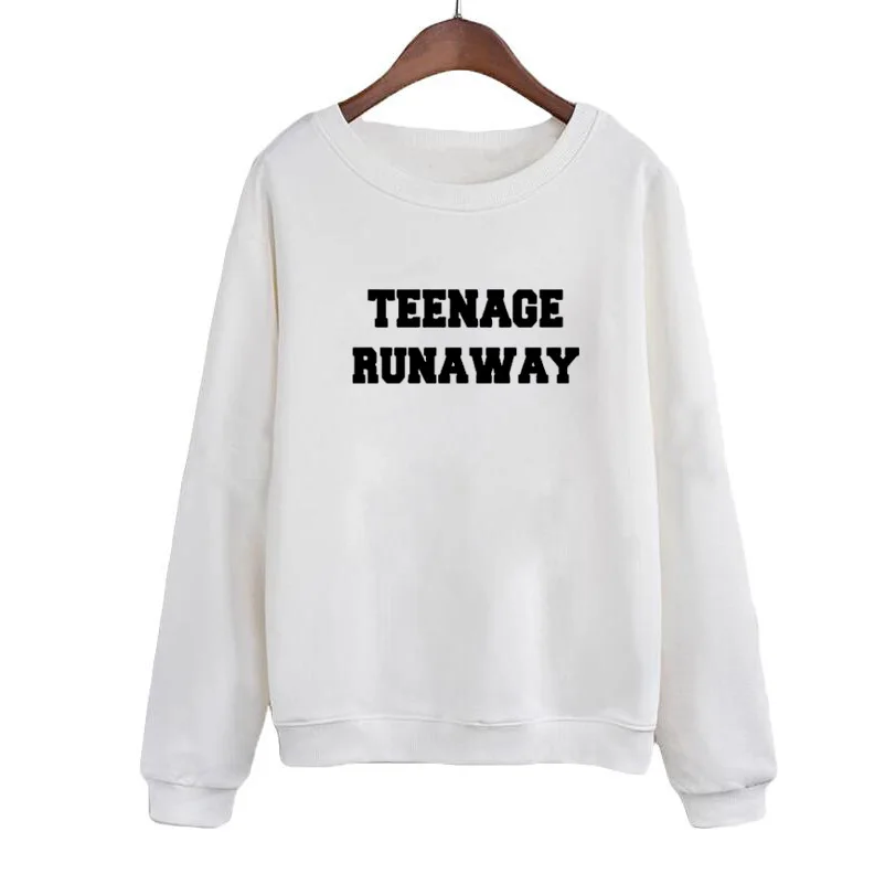 Teenage Runaway Harajuku Women Tops Moletom Tumblr Tracksuit Sweatshirt Slogan Print Round Neck Pullover White Black Hoodie
Teenage Runaway Harajuku Women Tops Moletom Tumblr Tracksuit Sweatshirt Slogan Print Round Neck Pullover White Black Hoodie