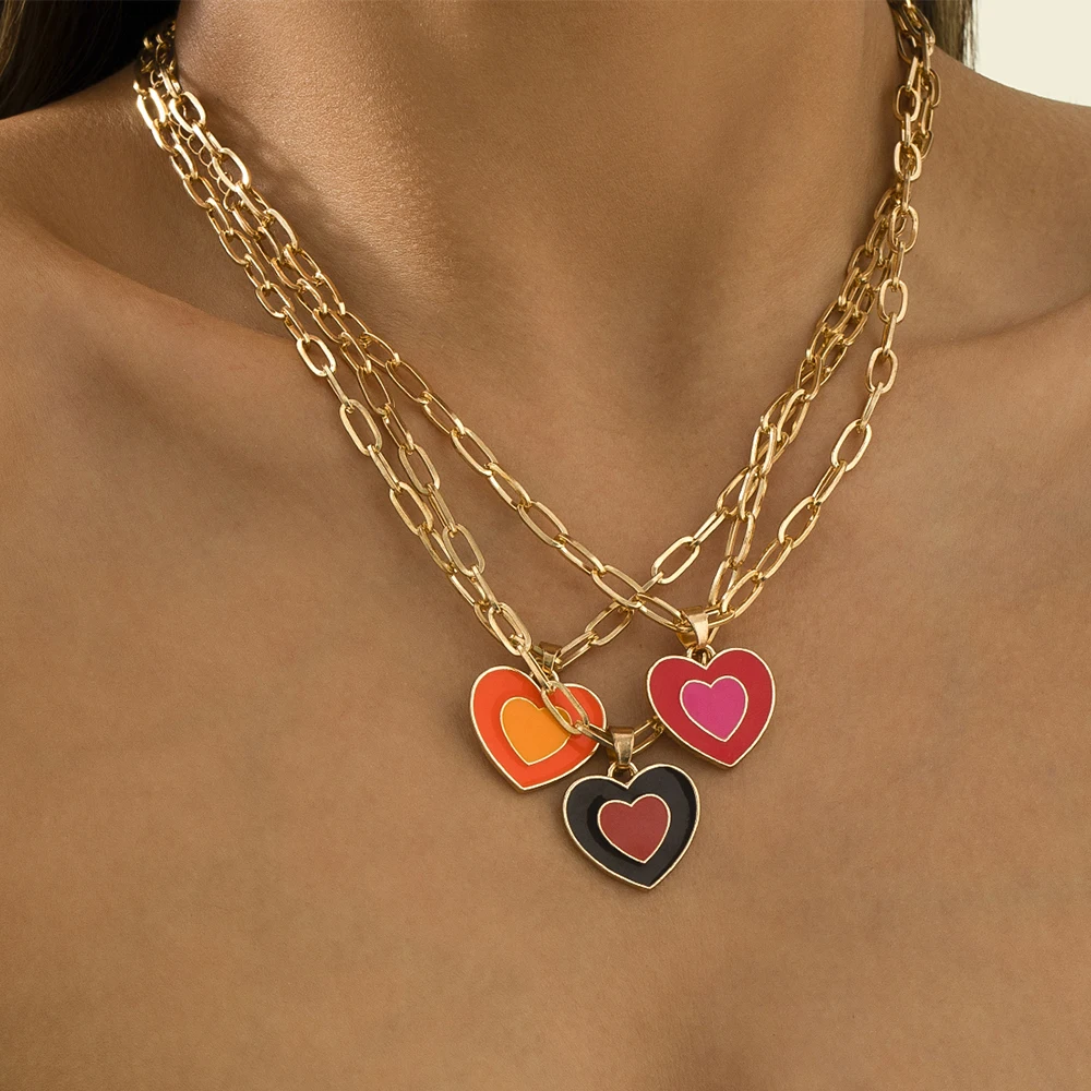 Lacteo 2021 Fashion Painted Love Heart Pendant Necklace For Women Steampunk Hip Hop Cross Clavicle Chain Choker Necklace
Lacteo 2021 Fashion Painted Love Heart Pendant Necklace For Women Steampunk Hip Hop Cross Clavicle Chain Choker Necklace