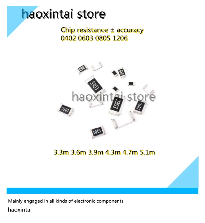 0402 0603 0805 1206 SMD Resistor 3.3M 3.6M 3.9M 4.3M 4.7M 5.1M Mega 1% 100PCS
0402 0603 0805 1206 SMD Resistor 3.3M 3.6M 3.9M 4.3M 4.7M 5.1M Mega 1% 100PCS