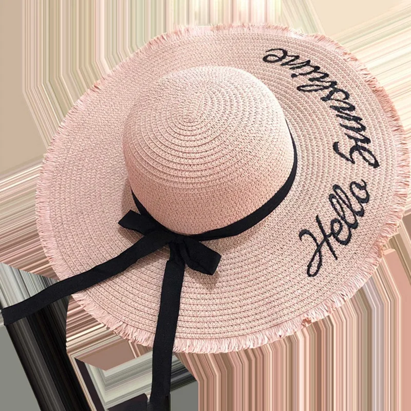 Шляпа женская Соломенная с большими полями индивидуальная уличная пляжная шапка